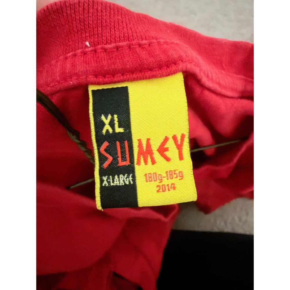 Sumey Mens Red Graphic T-Shirt Glasses Print Short Sleeve Crewneck XL 2014 - Picture 3 of 3